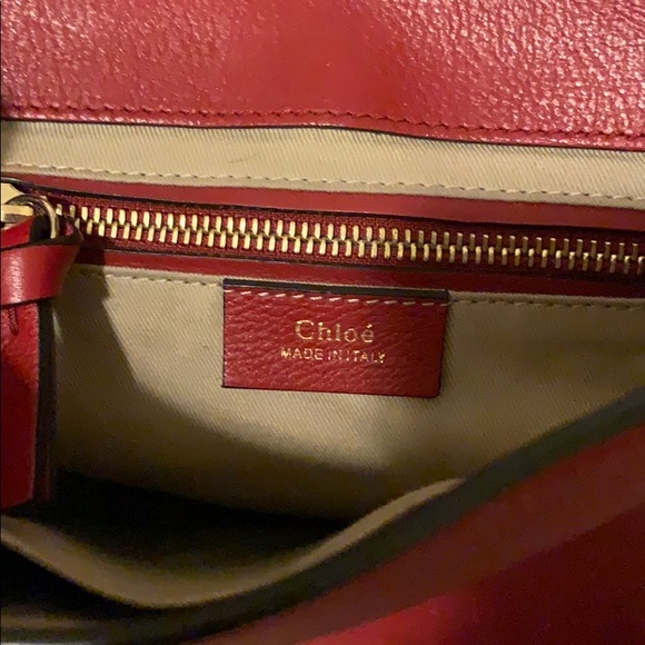 CHLOE Small Faye Leather Suede Backpack Bag Red - Picture 8 of 8